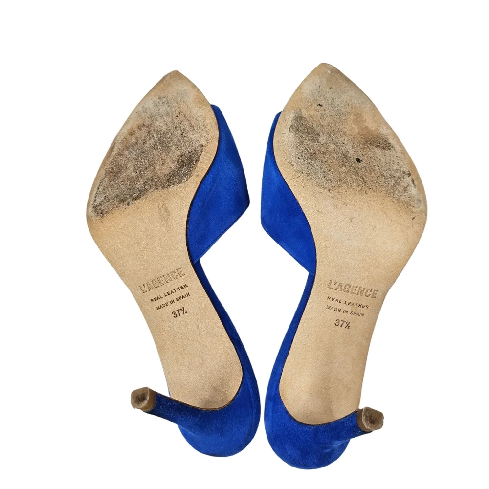 L'AGENCE Lolita II Stiletto Mules In Royal Blue Suede - Picture 8 of 10